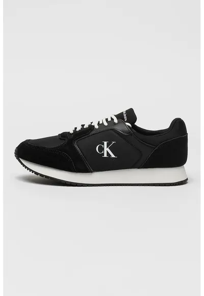 Pantofi sport cu garnituri de piele intoarsa - Negru