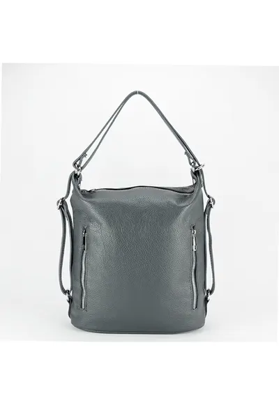 Rucsac gri din piele naturala 2 in 1 Lucia 121 15641 - Gri