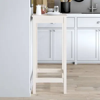 vidaXL Masă de bar, alb, 50x50x110 cm, lemn masiv de pin