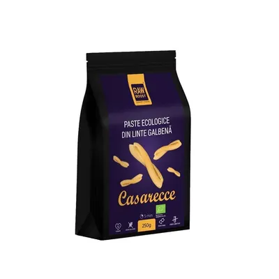 Paste ecologice Casarecce din Linte Galbena, Fara Gluten, 250g - Rawboost