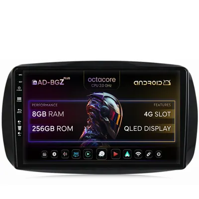 Navigatie Smart For Two (2016-Prezent), Android, Z-Octacore 8GB RAM + 256GB ROM, 9 Inch - AD-BGZ9008+AD-BGRKIT412
