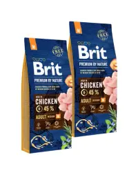BRIT Premium by Nature Adult Medium M Chicken 2 x 15 kg hrană câini adulți talie medie, cu pui