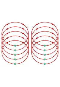 Set 10 Martisoare - Cristal verde - Snur rosu - 4 mm
