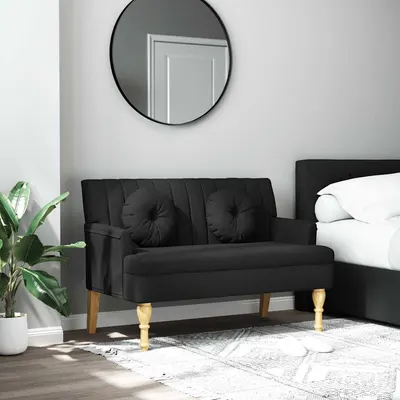 vidaXL Banchetă cu perne, negru, 113x64,5x75,5 cm, textil