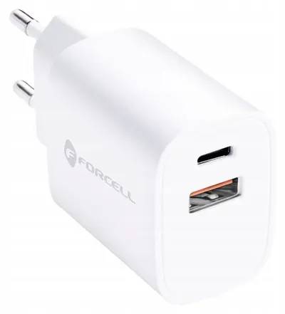 Încărcător Forcell - F-Energy, TFK-TC-30WPD, 30W, USB-C/USB-A, alb