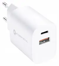 Încărcător Forcell - F-Energy, TFK-TC-30WPD, 30W, USB-C/USB-A, alb