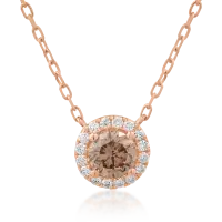 Lant cu pandantiv din aur roz cu diamant maro de 0.51ct si diamante transparente de 0.08ct