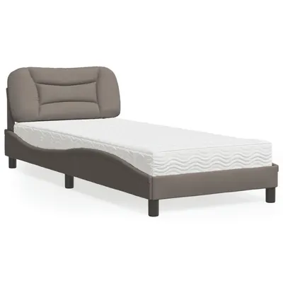 vidaXL Pat cu saltea, Hvar, gri taupe, 90x190 cm, textil