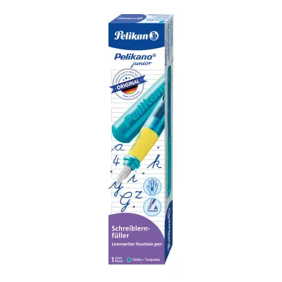 Stilou pentru dreptaci, Pelikano Junior, Penita A, Grip Ergonomic, Turcoaz