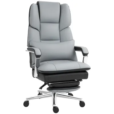 HOMCOM Scaun de birou, ergonomic, reglabil, 63x71x123-129cm, Gri deschis/Negru | Aosom Romania