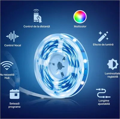 TP-Link Tapo L900-10 Smart light strip kit, 16 milioane culori, 2 x 5m, dimensiuni: 5000 × 10 × 1.6 mm fiecare, Wi-Fi Protocol
