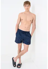 Pantaloni scurti de baie cu imprimeu - Bleumarin