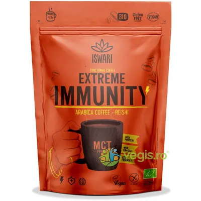 Cafea Arabica cu MCT, Cacao si Reishi fara Gluten Extreme Immunity Ecologica/Bio 200g