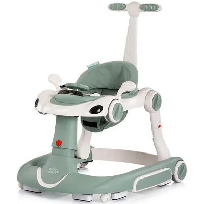 Premergator 5 in 1 pentru copii Chipolino Happy Walker Basil cu sezut ajustabil pe inaltime, maner parental detasabil, panou muzical