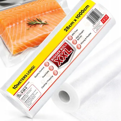 Pungi vidat gofrate NewEvo, pentru aparat de vidat alimente, 1 rola, 28cm x 10m, reutilizabile, rezistente, sous vide, lavabile in masina de spalat