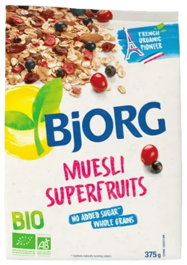 Muesli organic, superfruct, 375 g, Bjorg