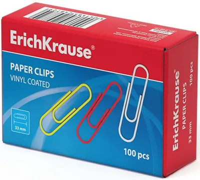 Agrafa de hartie Erich Krause - colorata, 33 mm, 100 bucati