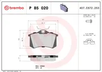 Set placute frana spate Brembo XTRA Line P 85 020X Audi, VW, Skoda, Seat, Ford, Renault, Peugeot