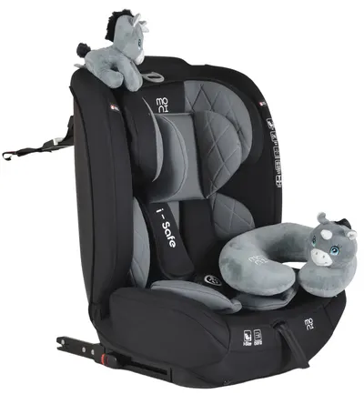 Scaun auto Moni - i-Safe, i-Size, IsoFix, 76-150 cm, gri + jucărie cadou