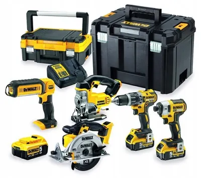 Set de mașini fără fir DeWALT - DCK551P3T-QW, 5 mașini, 18V, 3x5Ah, 2xTSTAK