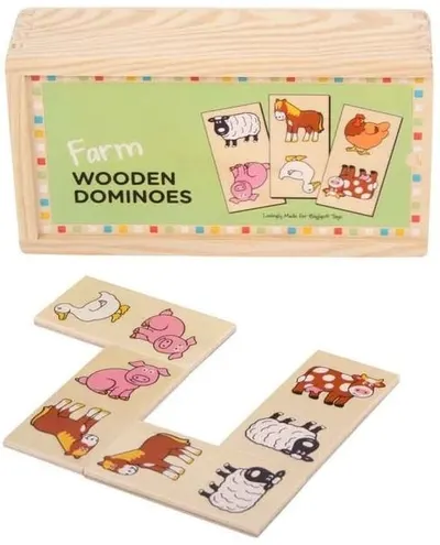 Domino din lemn Bigjigs - Animalele de la ferma