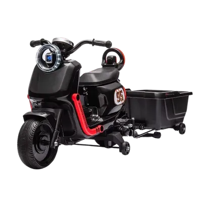 Motocicleta electrica pentru copii Nichiduta SafeRider 95 Black,remorca detasabila,roti ajutatoare,motor 35w,acumulator 6V7Ah,far cu lumini LED,roti rezistente,manere ergonomice,muzica,pornire la buton