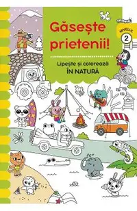 Gaseste prietenii! Lipeste si coloreaza. In natura