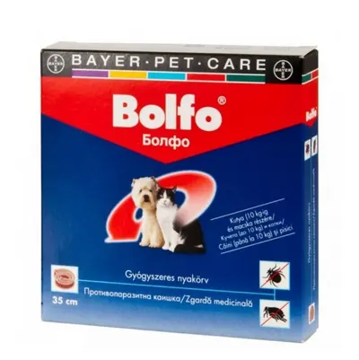 Zgarda antiparazitara Bolfo pentru pisici si caini de talie mica, 38 cm: 4 luni protectie purici, 10 saptamani protectie capuse, pana in 10 kg
