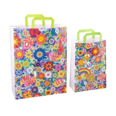 Punga de cadou copii din hartie flower power (Small, 70g)