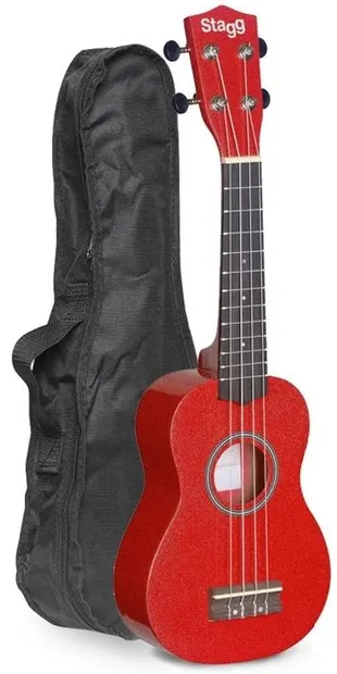 Ukulele soprano Stagg - US-RED, cu husă, roșu