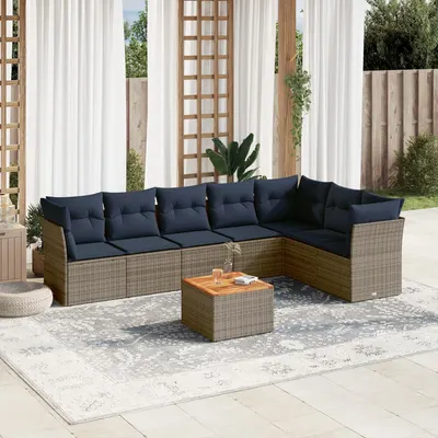 Gossi set canapele de gradina cu perne, 8 piese, gri, poliratan