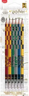 Creioane grafit Maped Harry Potter - HB, cu guma de sters, 6 bucati