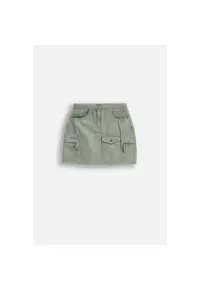 Fusta mini verde - bumbac - cu buzunare - pentru fete