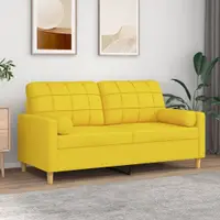 Gossi canapea cu 2 locuri cu pernute, galben deschis, 140 cm, textil