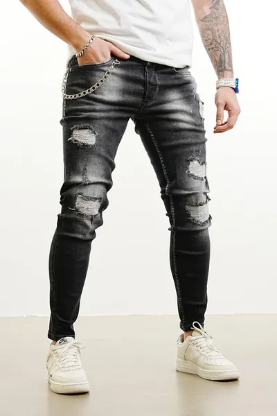 Blugi Mvp cu Petice Slim Fit Black Bgas1138(9771) (mărime: 32)