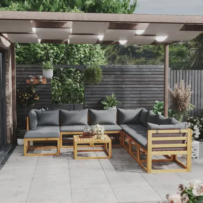 vidaXL Set mobilier grădină cu perne, 9 piese, lemn masiv de acacia