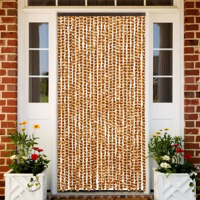 vidaXL Perdea pentru insecte, ocru și alb, 100 x 220 cm, chenille