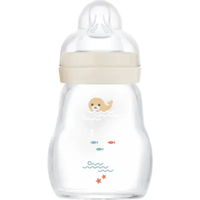 MAM Feel Good Glass Baby Bottle biberon anticolici, din sticlă 0m+ Beige 1 buc