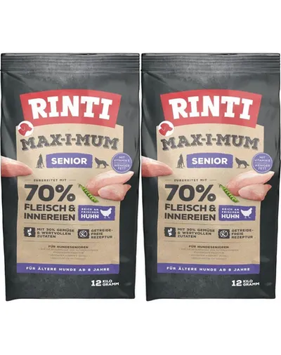 RINTI MAX-I-MUM Senior Chicken hrana uscata caini seniori, cu pui 2 x 12 kg
