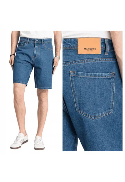 Bermude din denim cu talie medie - Albastru