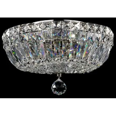 Candelabru Diamant Crystal Basfor 3 becuri dulie E14, 230V,D.30cm, H.20 cm,Nichel