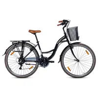 URBAN 26" - bicicletă urbană SHIMANO complet 21 viteze - șa confortabilă - coș