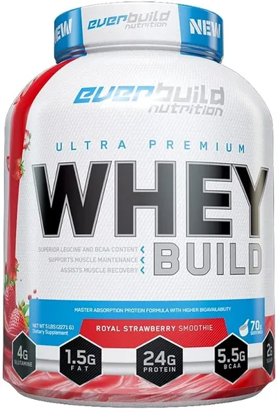 Ultra Premium Whey Build, zmeură, 2.27 kg, Everbuild