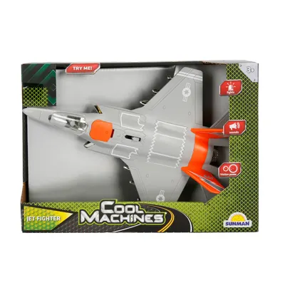 Avion Jet Fighter cu lumini si sunete, Cool Machines, 1:16, Portocaliu