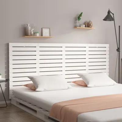 vidaXL Tăblie de pat pentru perete, alb, 166x3x91,5 cm, lemn masiv pin