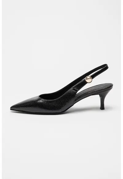 Pantofi slingback de piele cu varf ascutit Sfera - Negru