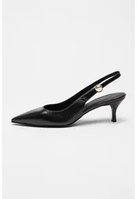 Pantofi slingback de piele cu varf ascutit Sfera - Negru