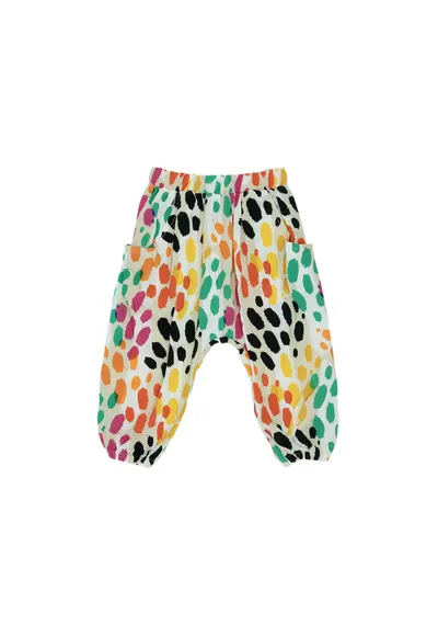 Pantaloni subtiri cu buline multicolore - Hope - Bej - pentru fetite - Bej