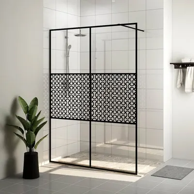 vidaXL Paravan de duș walk-in negru 140x195 cm sticlă ESG transparentă