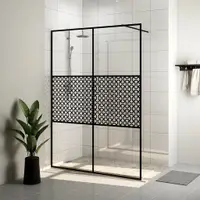 vidaXL Paravan de duș walk-in negru 140x195 cm sticlă ESG transparentă